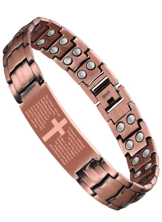 Jecanori 2X Copper Magnetic Bracelet for Men,Ultra Strength Pure Copper Cross Bracelet, Gift for Men - Image 1